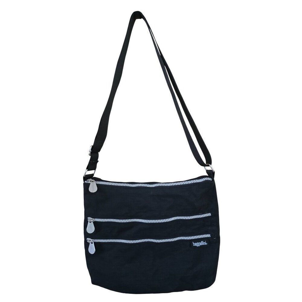 Baggallini Black Crossbody Bag Multiple Zippers Adjustable Strap versatile